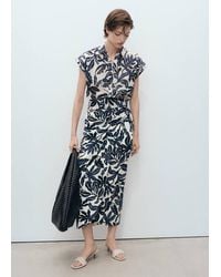 Mango - Printed Cotton Shirt With Short Sleeves - Lyst