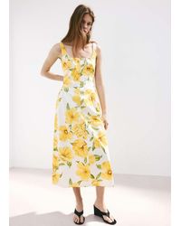 Mango - Floral-Print Dress With Gathered Waist - Lyst