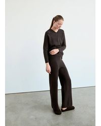 Mango - Wide-Leg Jersey Pyjama Trousers - Lyst