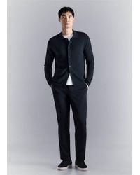 Mango - Cardigan Extensible Confort En Maille Fine Bleu Marine - Lyst