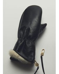 Mango - Leather Mitts - Lyst