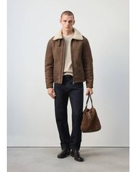Mango - Faux-Shearling Suede Jacket - Lyst