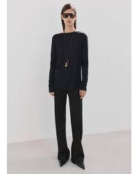 Mango - Pull Maille Dos Drapé Noir - Lyst