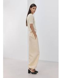 Mango - Pull Maille Ajourée Manches Courtes Écru - Lyst