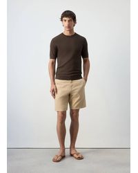 Mango - 100% Cotton Textured Knit T-Shirt - Lyst