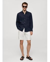 Mango - Slim Fit 100% Linen Bermuda Shorts - Lyst