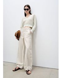 Mango - Semi-Transparent Cropped Knitted Cardigan - Lyst