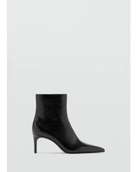 Mango - Glossy-Finish Pointed-Toe Heeled Ankle Boot - Lyst
