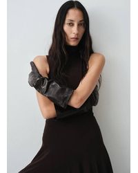 Mango - Long Leather Gloves With Crocodile Effect - Lyst