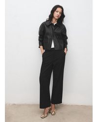 Mango - Mid-Rise Cropped Straight-Leg Trousers - Lyst
