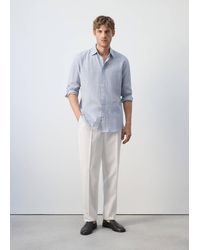 Mango - Seersucker Striped Texture Shirt - Lyst