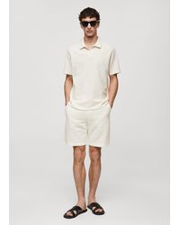 Mango - Textured Cotton-blend Bermuda Shorts - Lyst