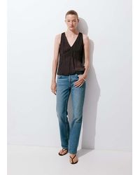 Mango - Ruched V-Neck Top - Lyst