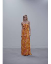 Mango - Pleated Dress With Bow Neckline Pastel - Lyst