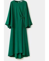 Mango - Flared-Sleeve Dress With Knot Detail - Lyst