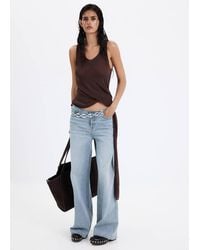 Mango - Wide-Leg Jeans With Frayed Waistband - Lyst