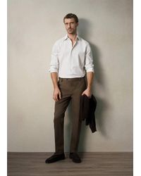 Mango - Slim Fit Cotton Trousers With Adjustable Waistband - Lyst