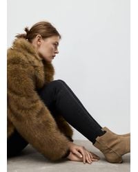 Mango - Suede Ankle Boot With Kitten Heel - Lyst