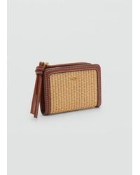 Mango - Raffia-Effect Wallet With Flap - Lyst
