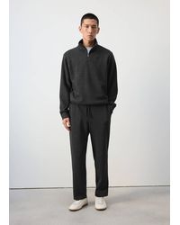 Mango - Brushed Sweatshirt With Zip Neck - Lyst