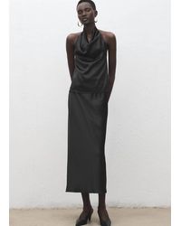 Mango - Draped Neck Satin Top - Lyst
