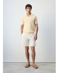 Mango - Regular Fit Cotton-Linen Blend Denim Bermuda Shorts - Lyst