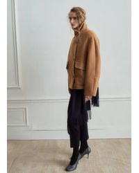 Mango - Wool-Blend Funnel-Neck Coat - Lyst