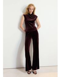 Mango - Velvet Top With Buttons - Lyst