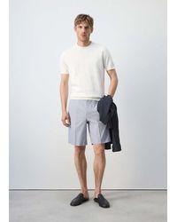 Mango - Bermuda Cotone Pinces Celeste - Lyst