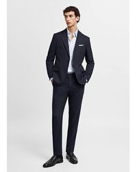 Mango - Slim Fit Cool Wool Suit Trousers Dark - Lyst
