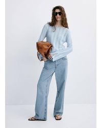 Mango - Openwork Knit Sweater With Slit Sleeves - Lyst