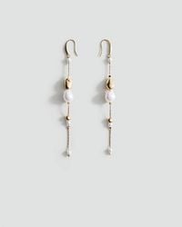Mango - Combined Pearl Drop Earrings - Lyst