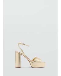 Mango - Metallic-Effect Heeled Sandals - Lyst
