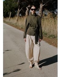 Mango - Linen Jacket With Belt - Lyst