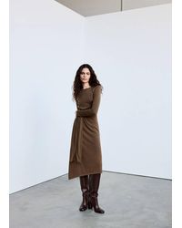 Mango - Long Asymmetrical Knit Dress - Lyst