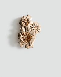 Mango - Floral Brooch With Crystal Details - Lyst