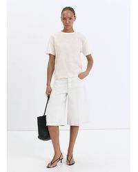 Mango - Floral-Embroidered Cotton T-Shirt - Lyst