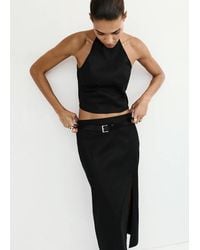 Mango - Linen Cotton Halter Top - Lyst