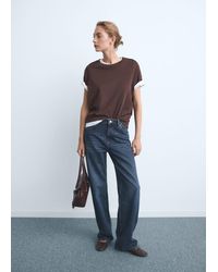 Mango - Jeans Miami Dritti Vita Media Blu Scuro - Lyst