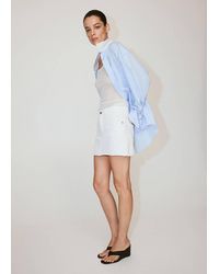 Mango - Jupe En Jean Taille Mi-Haute Blanc - Lyst