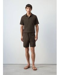Mango - Textured Cotton Blend Polo - Lyst