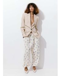 Mango - Floral Print Baggy Trousers - Lyst