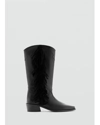 MANGO TEEN - Tall Leather Boots With Tassels - Lyst