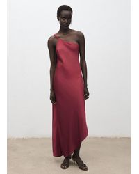 Mango - Robe Satinée Asymétrique Lie De Vin - Lyst