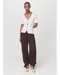 Mango - Knitted Cardigan With Jewel Button - Lyst