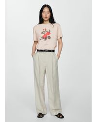 Mango - Printed Cotton-blend T-shirt - Lyst