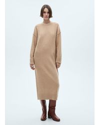 Mango - Knitted Dress With Ribbed Finishes - Lyst
