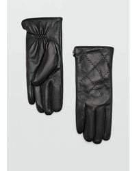 Mango - Padded Leather Gloves - Lyst