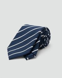 Mango - Cravatta Righe Seta Cotone Blu Notte - Lyst