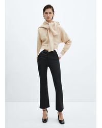 Mango - Sienna Waxed Flared Cropped Jeans - Lyst